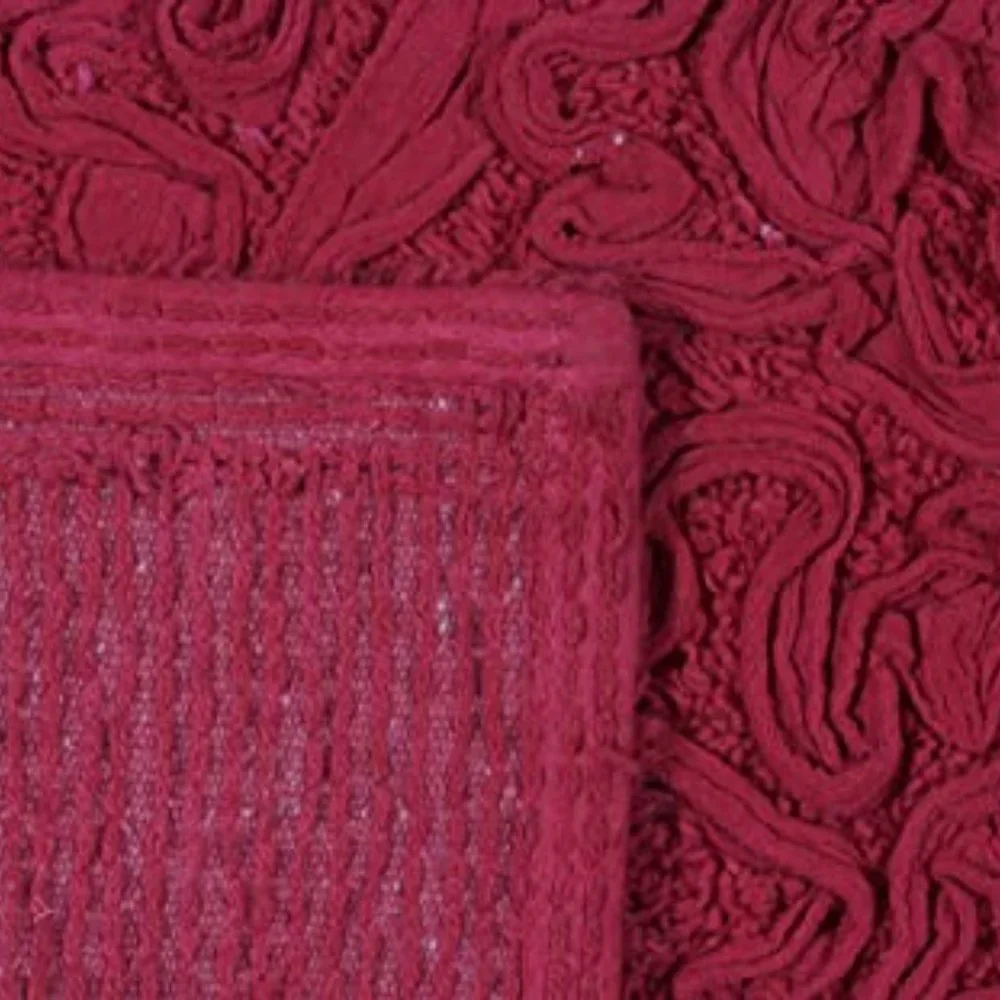 *CLEARANCE* Home Weavers Bell Flower Collection Cotton, Soft toil Rug Red